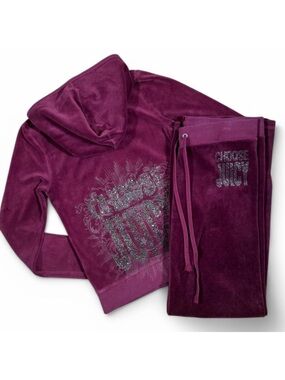 🔮 Burgundy Juicy Couture CHOOSE JUICY Purple Velour Set
